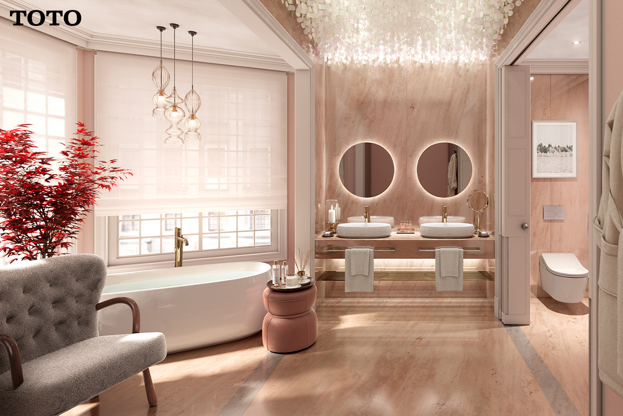 A-luxurious-pink-themed-bathroom-with-modern-accessories