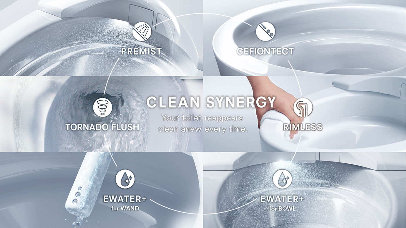 CLEAN SYNERGY Your toilet reappears clean anew every time.